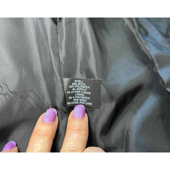 Womens London Fog Double-Breasted Lined Black Wool Blend Pea Coat Size S - Picture 8 of 14